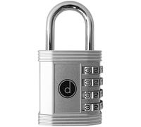 Padlock 4 Digit Combination Lock - for Gym School Locker, Outdoor Gate, Shed, Fence, and Storage - Weatherproof Metal - Keyless, Easy to Set, Resettable - Silver
