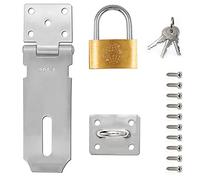 Padlock Hasp and Staple 304 Stainless Steel Shed Locks and Latches Hasp Lock with Lock Key Screws for Garden Doors, Window Cabinet Garage, Bedroom (4 Inch Silver)