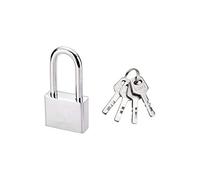 Padlock, Magnum Solid Steel Lock, 40mm Wide Silver Tone Metal Long Shackle Security Padlock w 4 Keys
