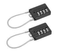 Padlock Resettable 4 Digit Cable Combination 2pcs | Steel Wire, PVC Wrapped, Black Finish, Keyless Wheel Design, for Gym Lockers and Toolbox Holes