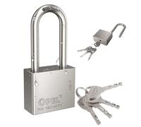 Padlock with 4 Keys, 100% Waterproof 304 Stainless Steel Long Shackle Heavy Duty Lock for Garden Shed, Garage, Fence, Storage Units, Outdoor/Indoor Use (50mm)