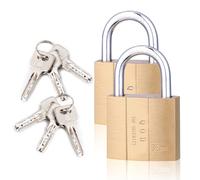 Padlocks with Keys, 38mm Small Padlock with Key Heavy Duty Brass Suitcase Pad Lock and Key Outdoor for Shed Gym Locker Gate Cabinets 2 Pack QOD-38mm