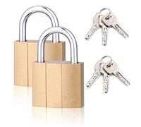 Padlocks with Keys, Small Padlock with Key 38mm Brass Suitcase Pad Locks and Keys Locker Padlocks for Shed Gym Gate Cabinets 2 Pack
