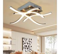 PADMA Led Ceiling Lights Elegant Curved Design, Modern 18W LED Ceiling Light, Brushed Nickel Ceiling Lighting with 4X4.5W 1400lm LED Boards, 3000K Warm White, Ceiling Fixture for Living Room Bedroom