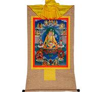 Padmasambhava Tibetan Thangka Tapestry Embroidery Painting Handmade Buddhist Thangka Brocade Poster Paper (Color : Brown, Size : S)