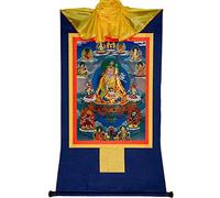 Padmasambhava Tibetan Thangka Tapestry Embroidery Painting Handmade Buddhist Thangka Brocade Poster Paper (Color : Blue, Size : S)