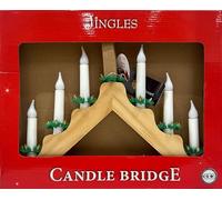 PADMASHRE Christmas Candle Bridge Light 7 LED Battery Operated Wooden Decoration (White)