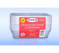 PADMASHRE SATCO 500ml Plastic Containers & Lids Clear Microwave Takeaway Food Heavy Duty (12)