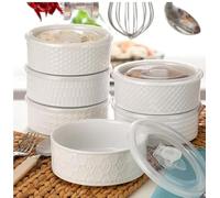 PADMASHRE Signature Housewares Multipack Storage Bowls Set with Vented Microwavable Lids BPA free (white Set- 6 pack)