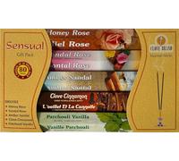 PADMASHRE Variety Set 80 Incense Sticks Sensual Gift Pack Honey Rose, Sandal Rose, Amber sandal, Clove Cinnamon, Patchouli Vanilla Stick.