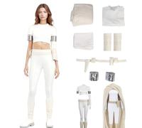 Padme Amidala Costume Full Set with Cpae,Princess Padme Costume Suit,Queen Amidala Cosplay White Outfit with Cloak&Bag for Halloween,Comic-Con (White Short Sleeve, M)