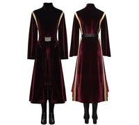 Padme Costume Women Full Set Outfits Queen Padme Amidala Cosplay Robe Pants Belt Accessories for Adult, Red, S