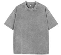 PADOLA Men's Oversized T Shirt Men Vintage Y2k Top Acid Washed Short Sleeve Tee Shirts Streetwear Loose Casual(XXL,Grey)