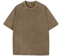 PADOLA Men's Oversized T Shirt Men Vintage Y2k Top Acid Washed Short Sleeve Tee Shirts Streetwear Loose Casual(S,Brown)