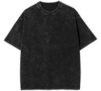 PADOLA Men's Oversized T Shirt Men Vintage Y2k Top Acid Washed Short Sleeve Tee Shirts Streetwear Loose Casual(M,Black)