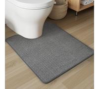 PADOOR Braided U Shaped Toilet Rug, 20x24 Grey, Super Absorbent, Non Slip, Machine Washable, Bathroom Floor Mat