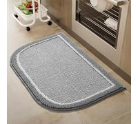 PADOOR Kitchen Rug Non Slip Washable 100% Polypropylene Dirt Resist Kitchen Mats for Floor, Durable Machine Washable Half Circle Rug TPR Backed Kitchen Floor Mat, 18"x28", Grey