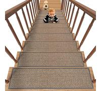 PADOOR Non Slip Stair-Treads,Rubber Backing Stair-Runners for Wooden Steps,15PCS Residue Free Carpet Stair Treads for Kids and Dogs 8"x30" Light Gray