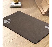 PADOOR Pet Mat - Absorbent Dog & Cat Food & Water Bowl Mat - No Stains, Quick Dry, Anti-Leakage & Anti-Slip - Brown Rubber - Perfect for Dog Owners