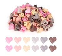 Padorul 100Pcs Small Heart Hair Claw Clips Non-Slip for Women, Mini Multi-color Cute Heart Plastic Hairpins Accessories for Daily Use Styling