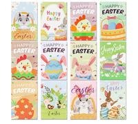 Padorul 12 Pack Happy Easter Greeting Cards Assorted Cute Bunny Egg Floral Spring Designs for Party Family and Friends Greetings