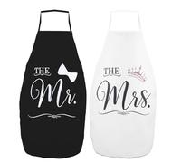 Padorul 2 Pieces Mr and Mrs Couples Aprons Set, Kitchen Cooking Bibs for Wedding Bridal Shower Engagement Gift
