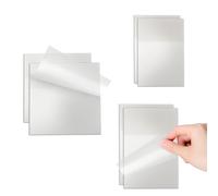 Padorul 300Pcs Clear Transparent Sticky Notes (3 Sizes: 70x95mm, 76x76mm, 76x50mm), 6-Pack Waterproof Self-Adhesive Removable Note Pads for Office, School & Home
