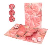 Padorul 3D Butterfly Pop Up Greeting Card - Floral Rose Design for Valentines Day, Anniversary, Birthday - Romantic Card for Her with Envelope & Stickers
