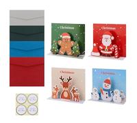 Padorul 3D Christmas Cards Set 4 Pieces - Various Pop-Up Designs with Envelopes and Stickers, Xmas Greeting Card for Everyone