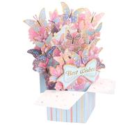 Padorul 3D Pop Up Butterfly Greeting Card with Envelope, Best Wishes Pop Up Birthday Card, Thank You Card, Mother's Day Card, Anniversary Card, All Occasion Greeting Card for Women, Mom, Wife, Friends