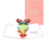 Padorul 3D Pop Up Carnation Bouquet Greeting Card with Envelope, Handcrafted Paper Art for Mother's Day, Birthday, Anniversary, Delicate Gift for Mom, Wife, Sister, and Grandma