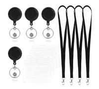 Padorul 4 Set Retractable Lanyard with ID Badges Holder - Clear Waterproof Card Holders & Retractable Badge Reel Clips for Office, Exhibition, School