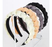 Padorul 4pcs Trendy Chiffon Braided Headbands for Women's Hair - Cream, Orange, Black & Grey - Non - Slip, Stylish Hair Accessories for Daily Wear & Fashion Upgrades