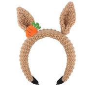 Padorul Brown Crochet Bunny Ears Headband, Knit Rabbit Ear Hair Accessory for Easter Party, Cosplay Costume, Festive Dress Up, Cute Headpiece for Women