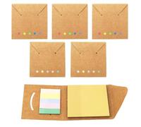 Padorul Cute Smiley Face Kraft Sticky Notes Set, 5 Pack Self-Stick Note Pads with Colorful Page Markers, Multipurpose Memo Pads for Office School Desk Supplies