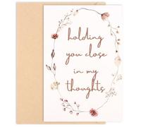 Padorul Floral Sympathy Card, Watercolor Bereavement Greeting Card with Envelope, Holding You Close in My Thoughts, Sentimental Condolence Note for Friends Family