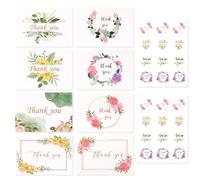 Padorul Floral Thank You Cards - 24 Assorted Watercolor Note Cards with Brown Kraft Envelopes & Sealing Stickers, Multipurpose Gratitude Cards for Weddings, Small Business, and Everyday Occasions