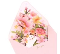 Padorul Mothers Day Pop Up Card, Cherry Blossom Lucky Cat 3D Floral Greeting Card, Gift for Mom Wife Grandma