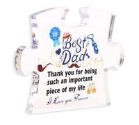 Padorul Puzzle Shaped Acrylic Plaque for Dad - Thank You Decorative Sign, Ideal Present for Birthday, Thanksgiving, Christmas, Desk Ornament for Father from Daughter, Son