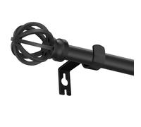 PadPure Black Curtain Rail & Adjustable Pole Round Hollow-Out Design Stainless Steel Adjustable 76-140cm for Windows (Home, Balcony, Door)
