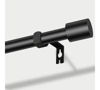 PadPure Black Extendable Curtain Pole - 70-140cm Adjustable Metal Curtain Rod (Diamete 16mm), Rust-Resistant with Brackets, Ideal for Bedroom, Living Room, Balcony & Door