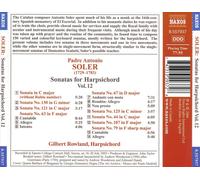 PADRE ANTONIO SOLER: SONATAS FOR HARPSICHORD, VOL. 12 NEW CD