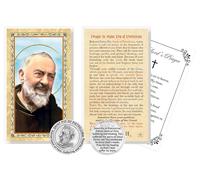 Padre Pio Healing Prayer Card - Laminated Saint Padre Pio Prayer Cards, Token, The Lord's Prayer - Patron Saint of Pain, Suffering, Healing Themed Set - 3 Items