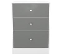 Padstow Bedside Cabinet - 3 Drawer - Grey and White