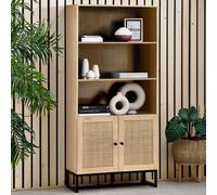 Padstow Bookcase - Oak and Rattan