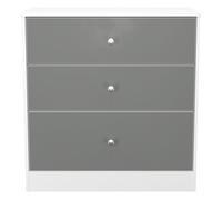Padstow Chest - Deep - 3 Drawer - Grey and White
