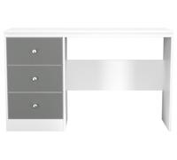 Padstow Desk - 3 Drawer - Grey and White Matt