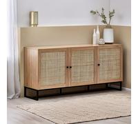 Padstow Large Sideboard - 160cm - 3 Doors - Oak and Rattan