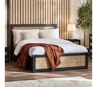 Padstow Ottoman Bed - Black and Rattan - Sizes Available
