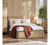 Padstow Ottoman Bed - Oak and Rattan - Sizes Available